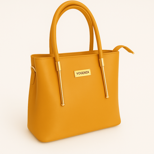 VOGENZA Mustard Handbag – Stylish Everyday Tote (Multiple Colors)