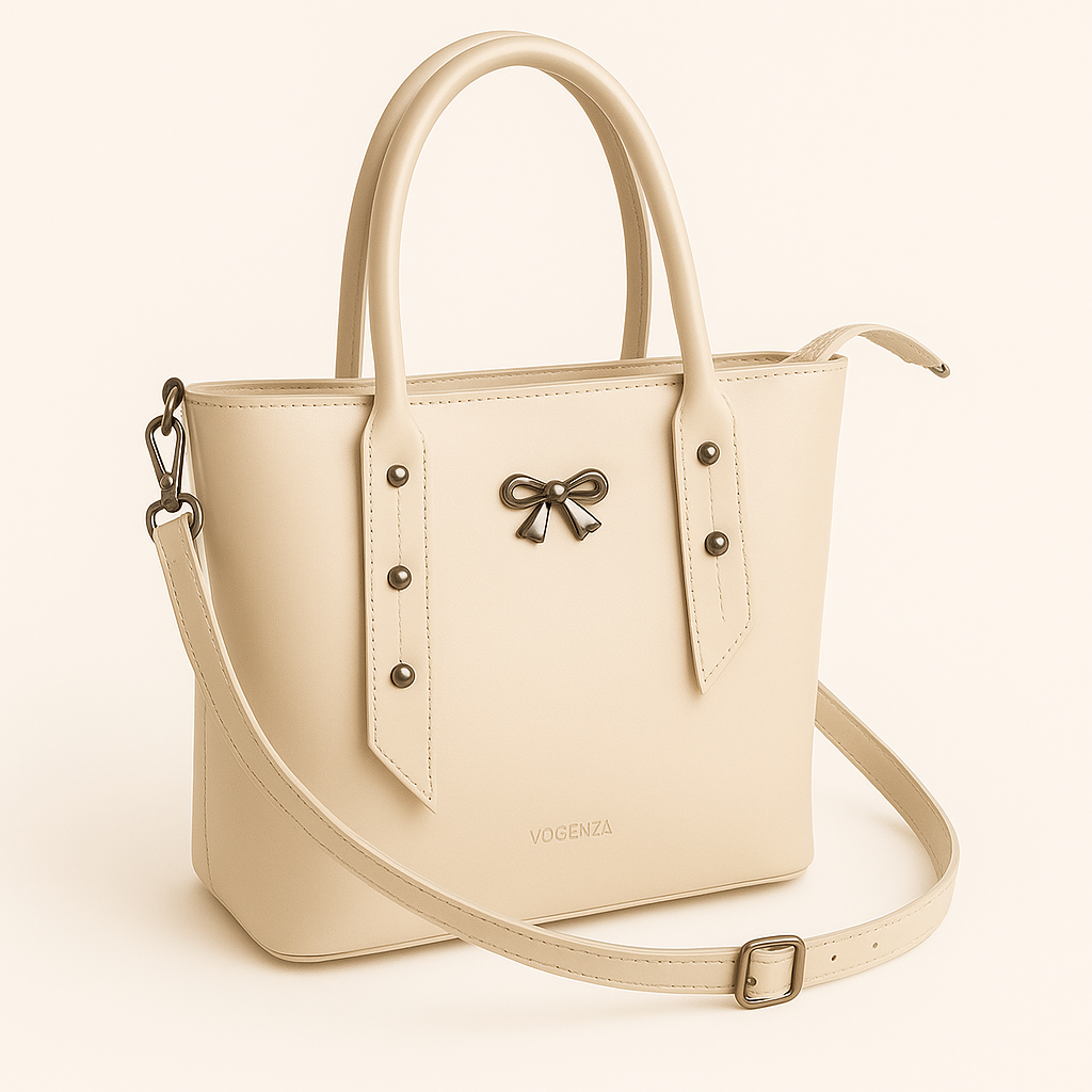 VOGENZA Elegant Beige Handbag for Women – Stylish Everyday Shoulder & Tote Bag