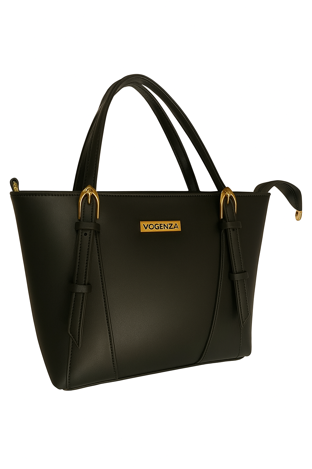 VOGENZA Sleek Grey Handbag – Modern Everyday Tote with Gold Accents for Women