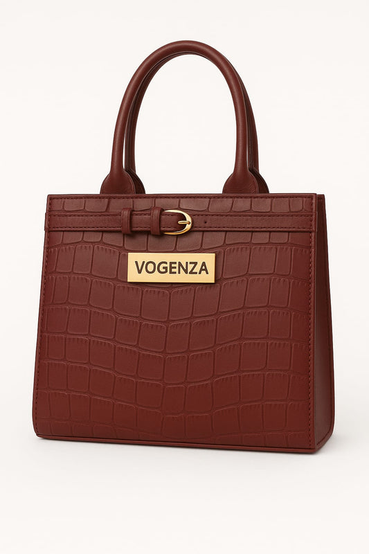 VOGENZA Maroon Croc Mini Tote